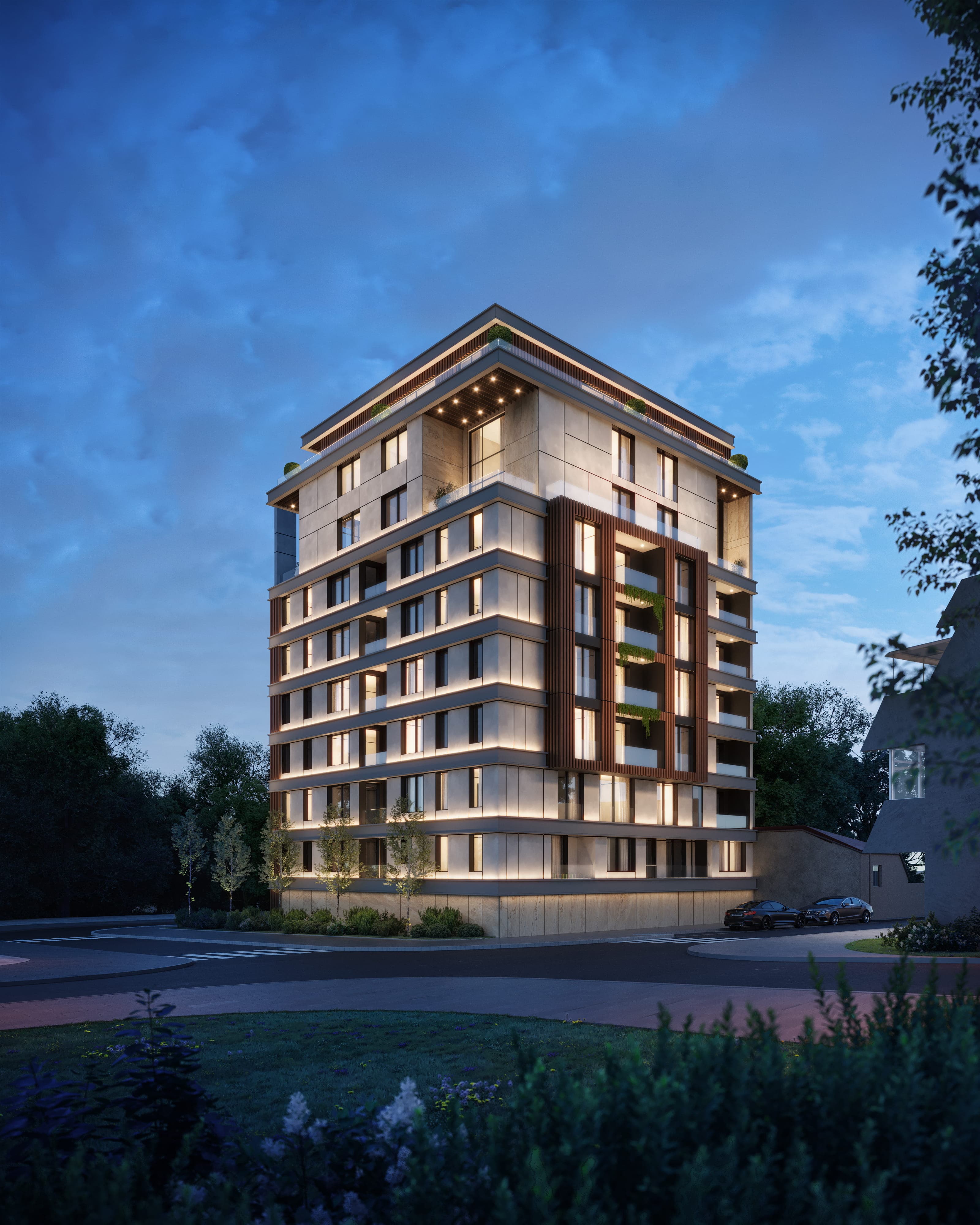 EAST POINT zgrada u sumrak